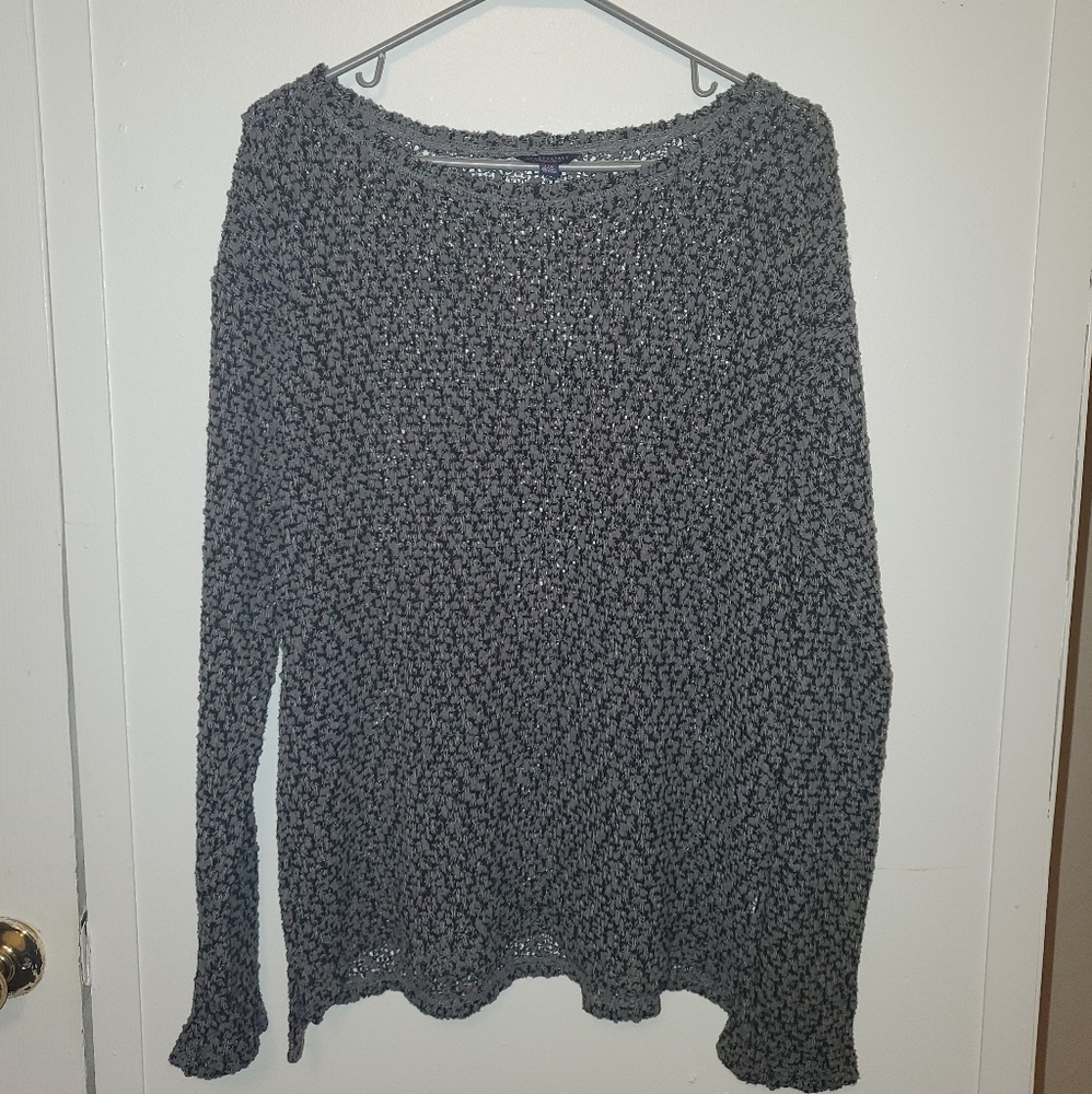 Aeropostale Black and Gray Textured Scoop Neck Sweater - Picture 4 of 10